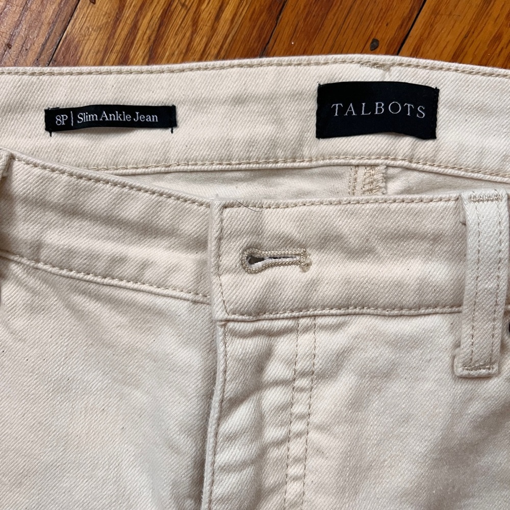 Talbots Cream Slim Ankle Jeans